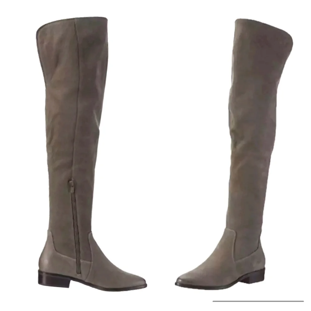 Aldo gray faux suede knee high over the knee flat boots Sz 7.5 low heel
